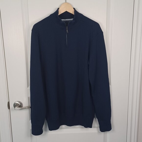 Robert Graham Sweater Men's L Blue Cotton Classic Fit 1/4  Cotton Preppy Dapper - Picture 1 of 6